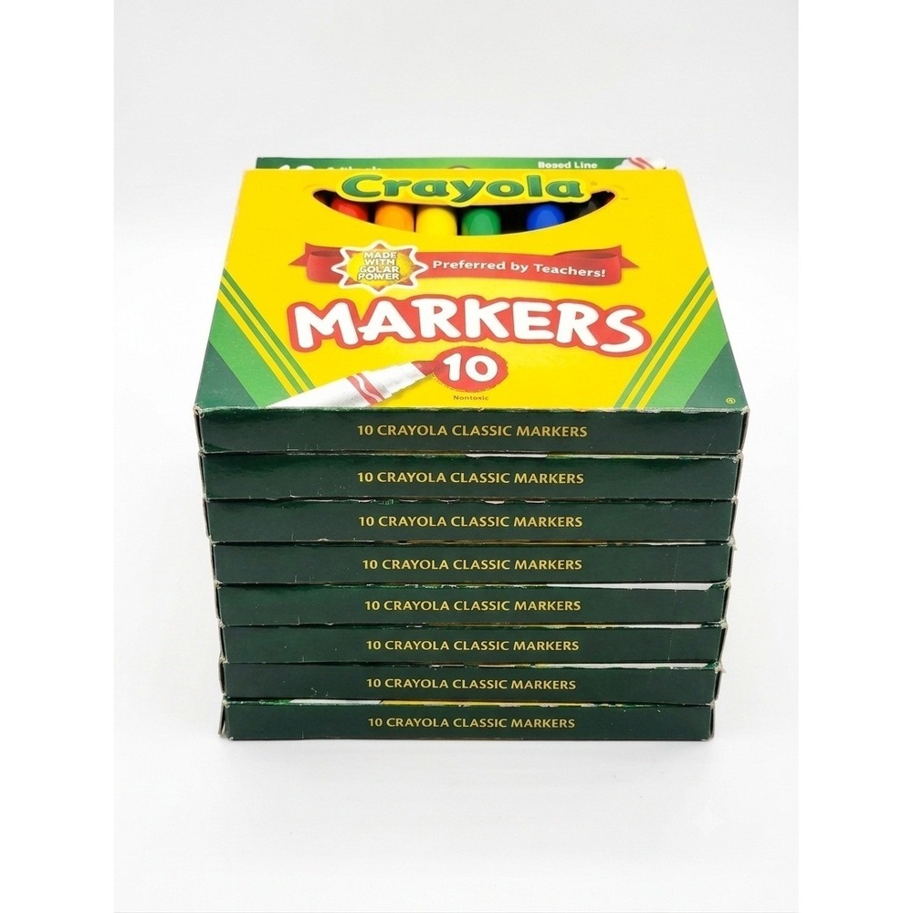 Crayola Broad Line Markers Classic Colors 10 Count Bulk Lot of 8 Boxes New
